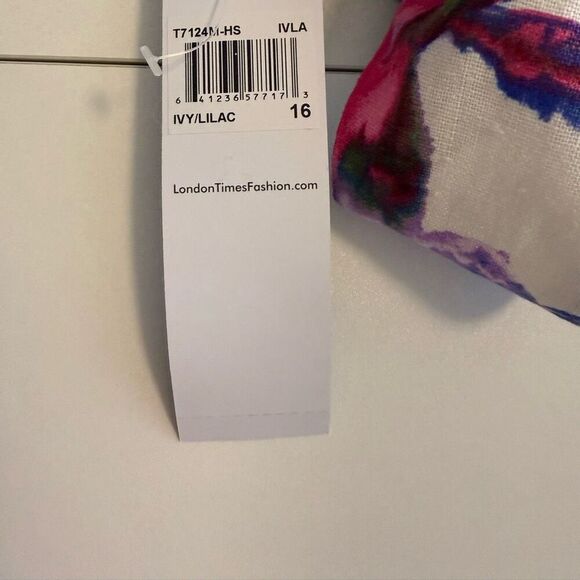NEW London Times Linen Blend Fit and Flare Dress Sz 16 Soft Girl, Wedding Guest - Picture 8 of 13